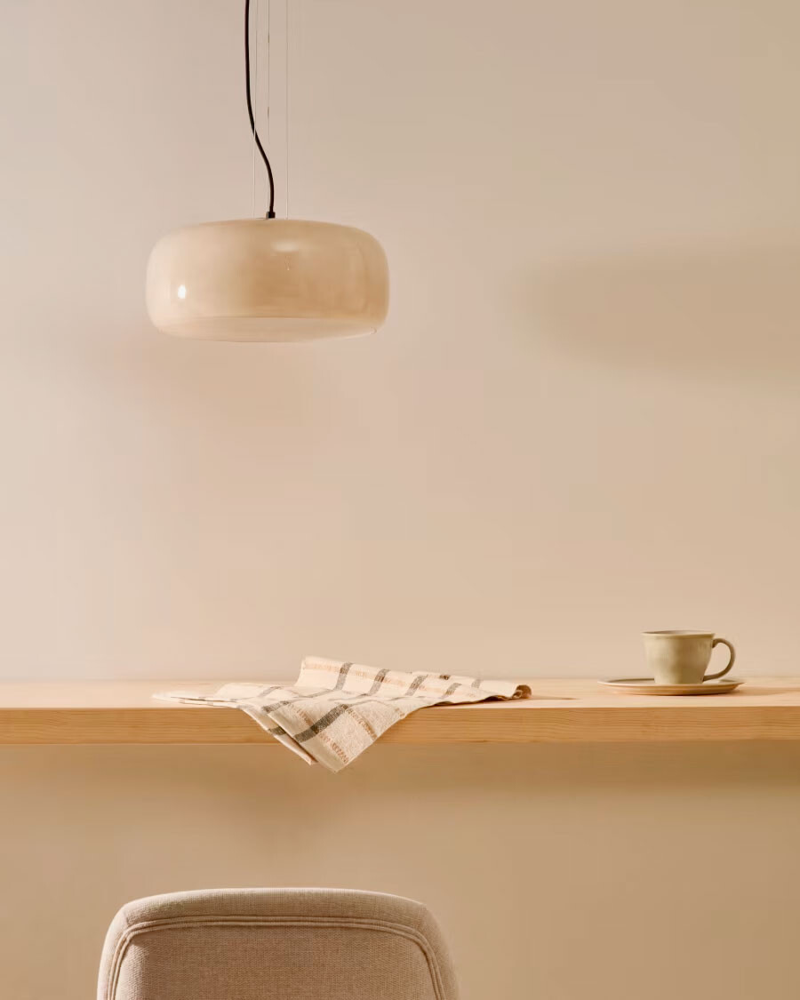 Lámpara de techo Reig de cristal gris claro, Ø 38 cm