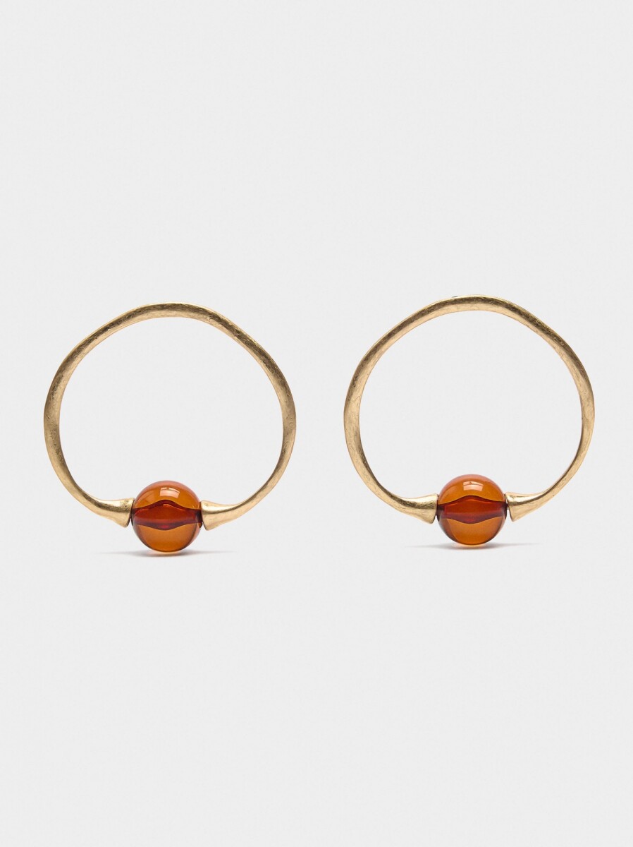Pendientes De Aro Con Esfera - marron 