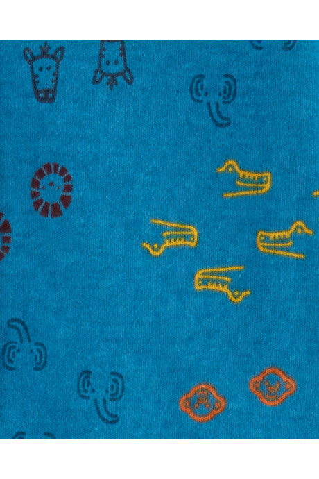 Pijama una pieza de algodón con pie, diseño animales Sin color