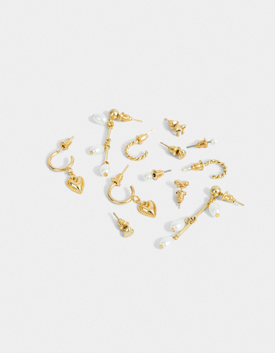 Set De Aros Con Perlas 