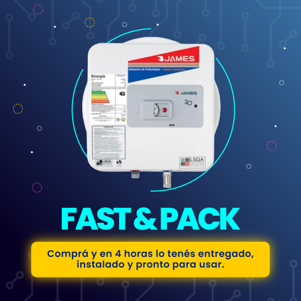 Pack Calefón James 20L prisma de Acero + Instalación Pack Calefón James 20L prisma de Acero + Instalación