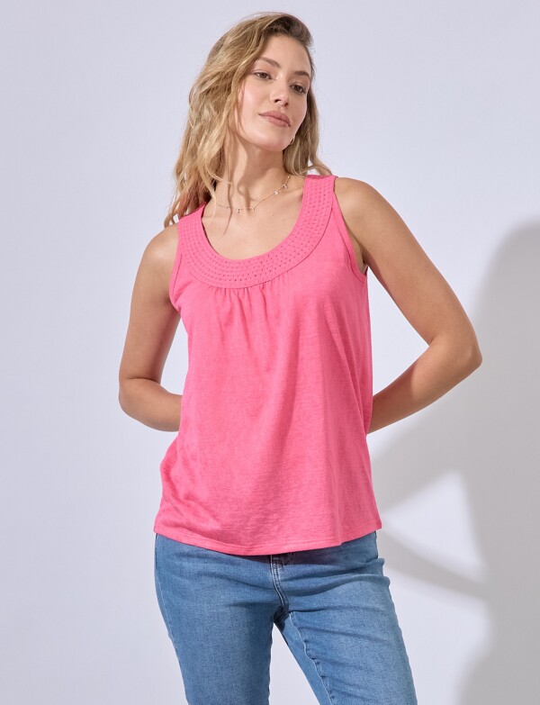 Musculosa Escote Crochet ROSA