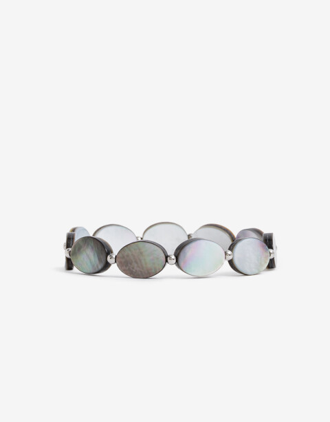Pulseras Elásticas Perlas Pulsera Nácar. - Plateado Rodio