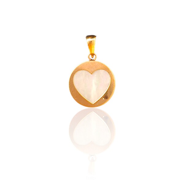 Dije Corazón-Oro bajo-Piedra Nácar-CP8570 Conpiedra