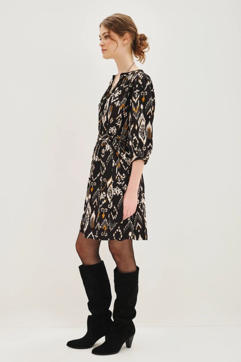 Vestido Cocktail Ikat Negro