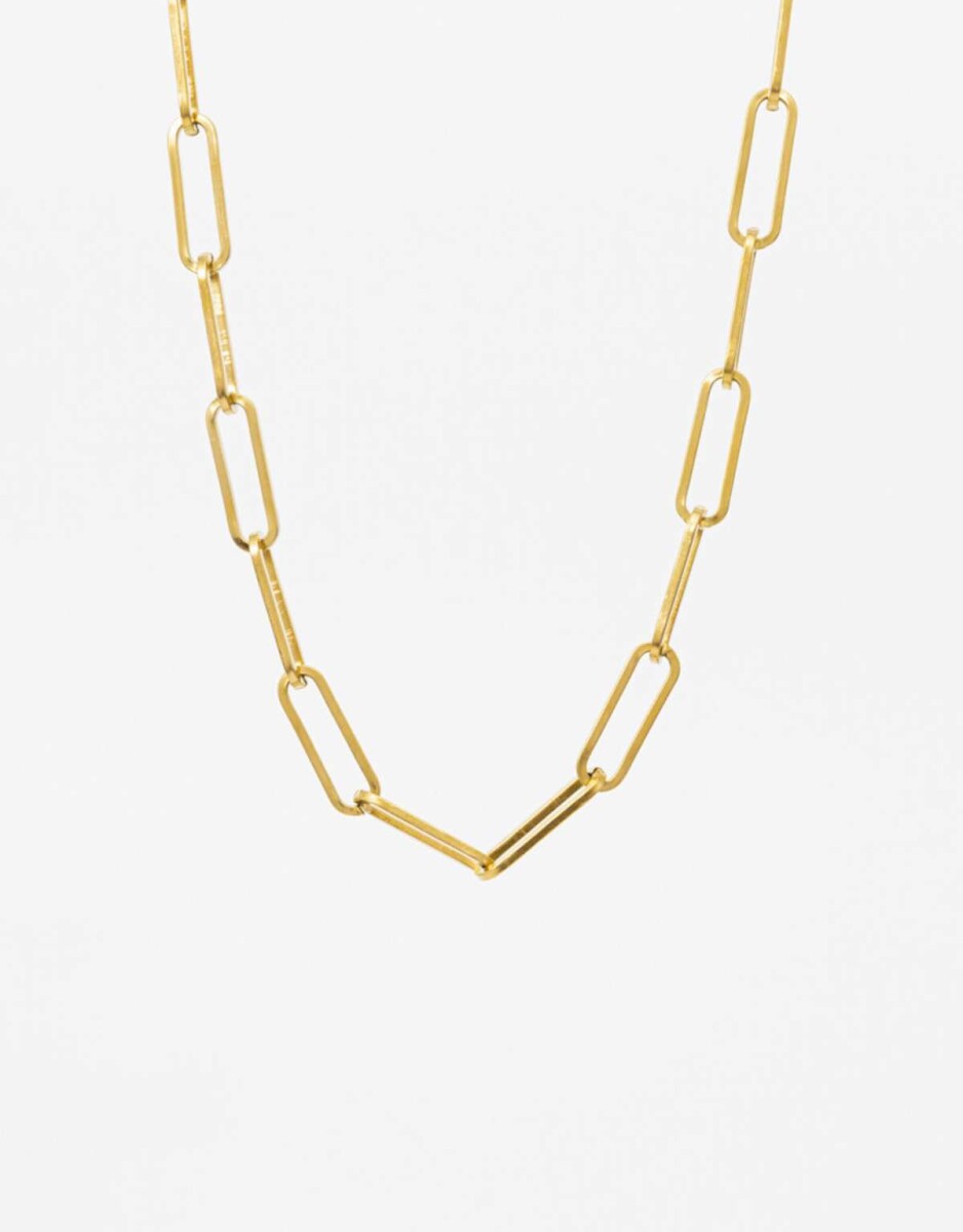 Collar Corto Eslabones De Acero - Dorado 