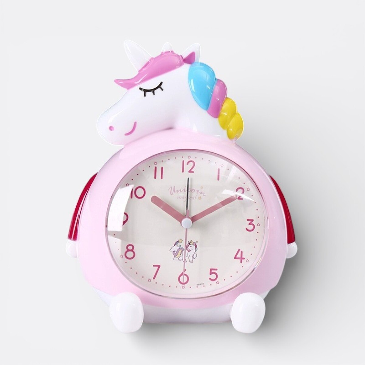 Reloj Despertador Unicornio Infantil 17cm - Rosa Claro 