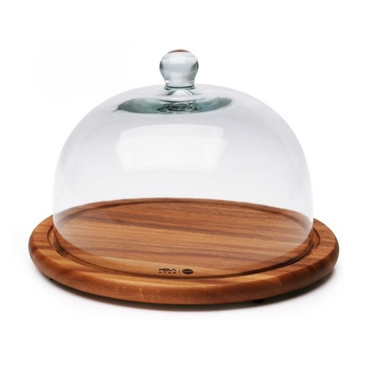 Quesera de madera con campana de vidrio 
