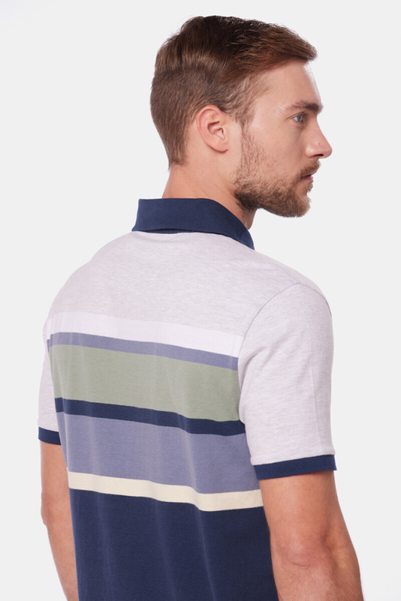 POLO JERSEY RAYADA - Gris 