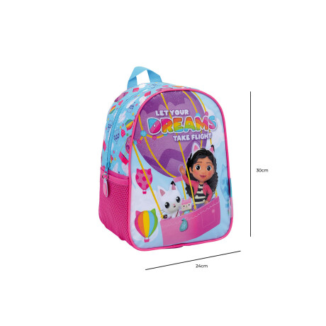 Mochila Escolar Infantil Gabby´s Dollhouse 30x24cm Celeste