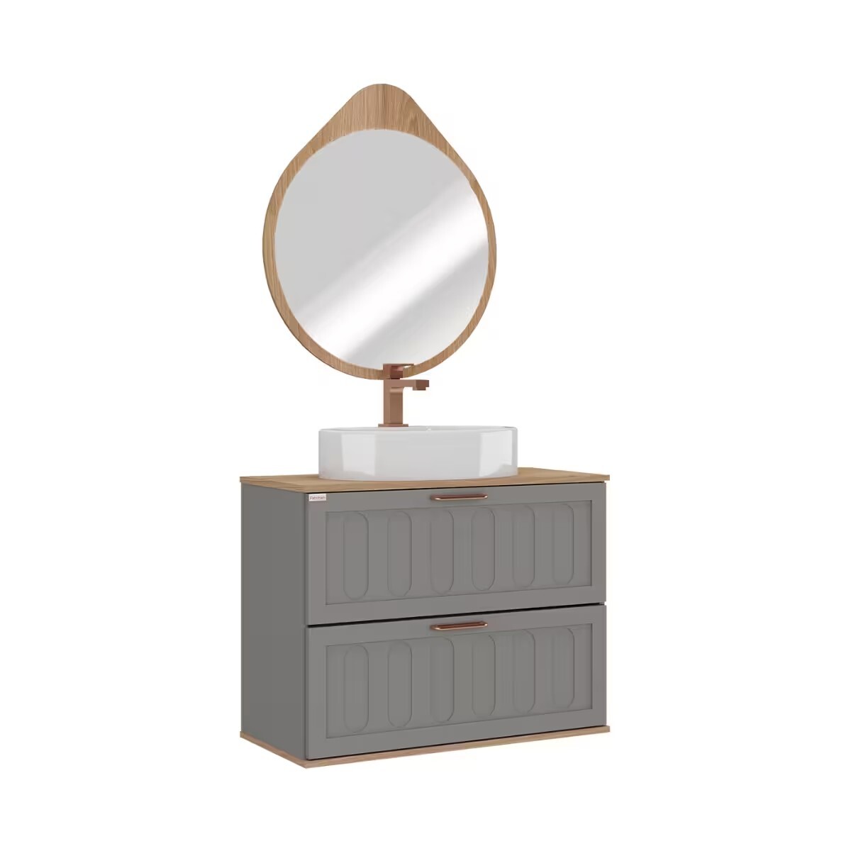 Mueble De Baño Suspendido Milena 78 Cm Avellana/catedral Con Bacha Y Espejo 