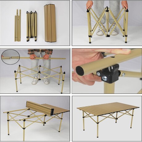 Mesa plegable de camping 95x55x50 caqui