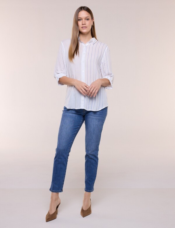 Camisa Lineas BLANCO/AZUL
