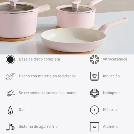 Juego de Bateria 3 Piezas Aluminio Reciclado Rosa Berghoff Juego de Bateria 3 Piezas Aluminio Reciclado Rosa Berghoff