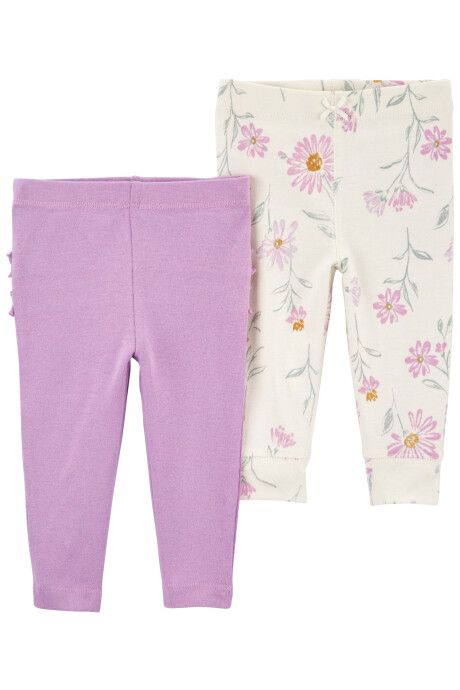 Pack dos pantalones de algodón, diseño floral Sin color