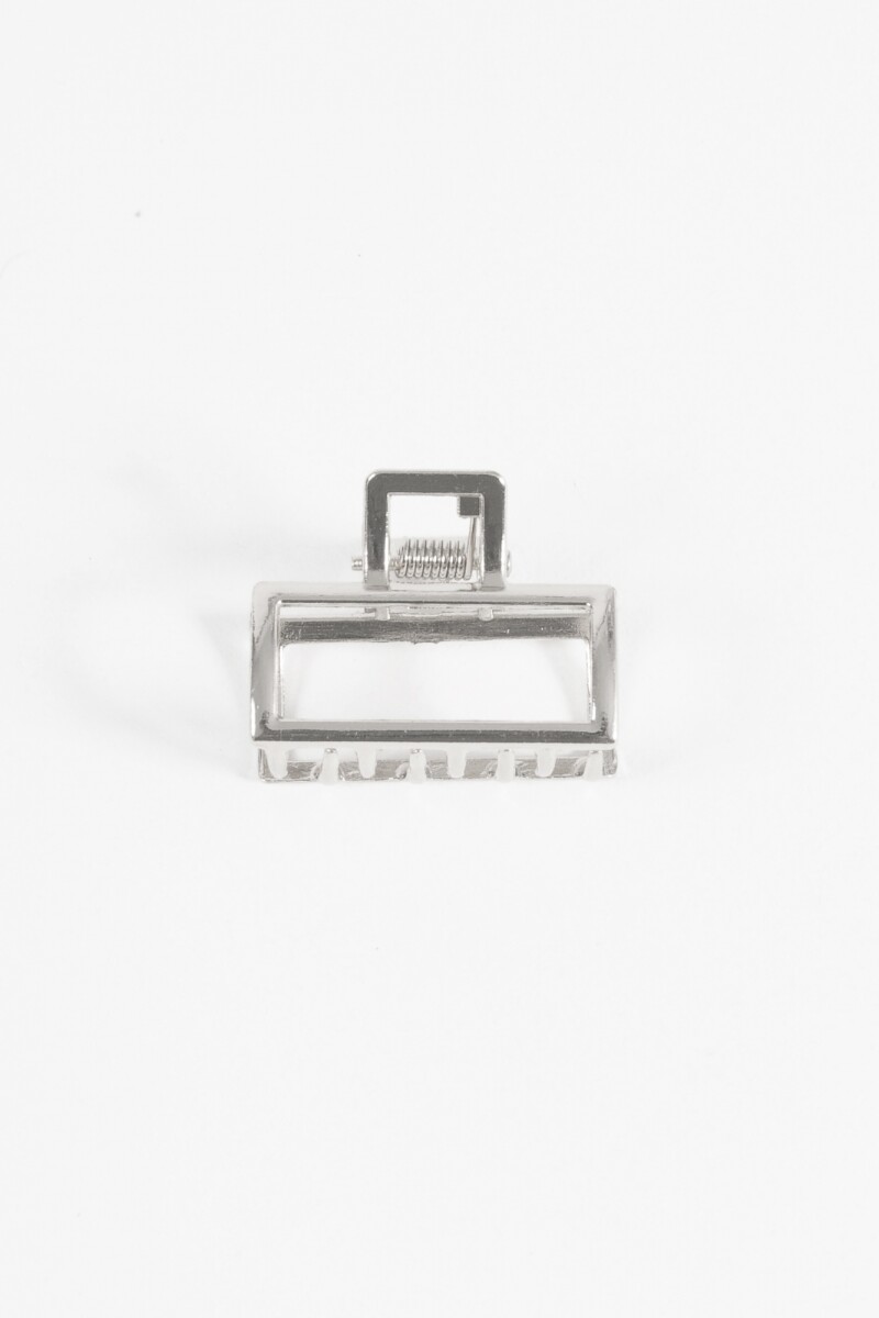 Broche rectangular metálico chico plateado