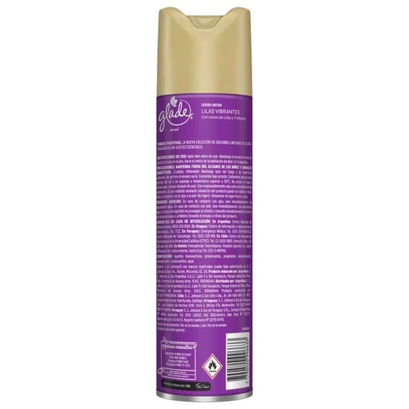 Desodorante de Ambiente Glade Aerosol Lilas Vibrantes 360 ML Desodorante de Ambiente Glade Aerosol Lilas Vibrantes 360 ML