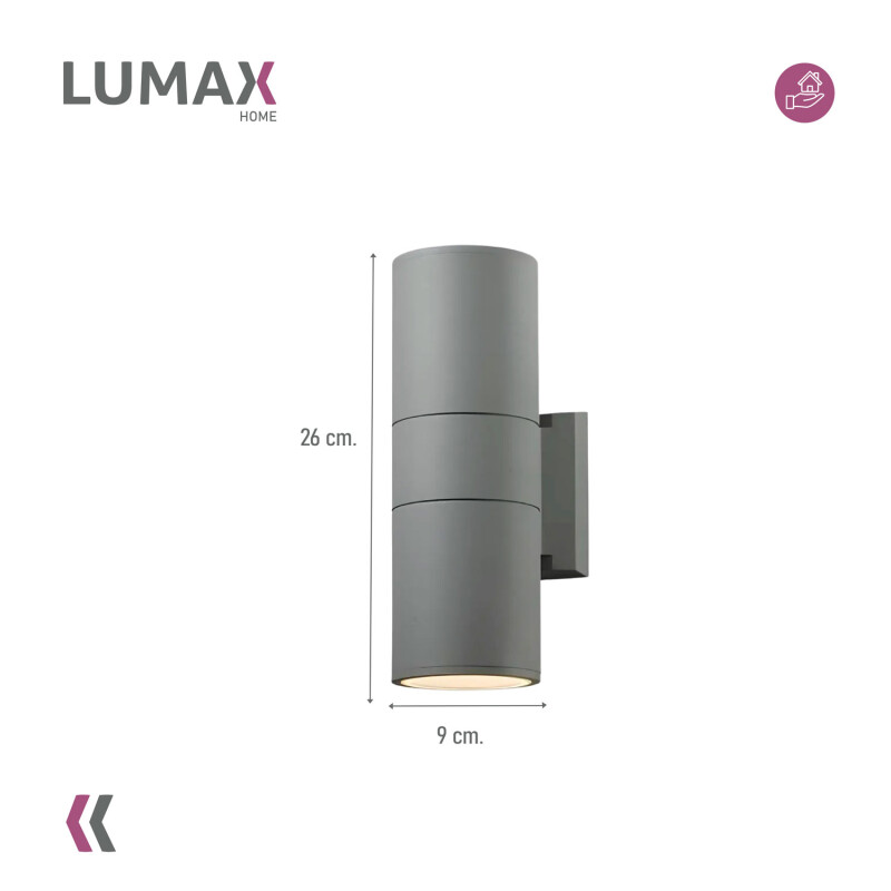 Lámpara Exterior Doble en Aluminio Lumax Modelo Stafford Gris