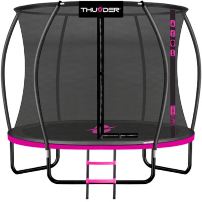 Cama Elástica THUNDER®️ 245 cm con Red y Escalera ROSA