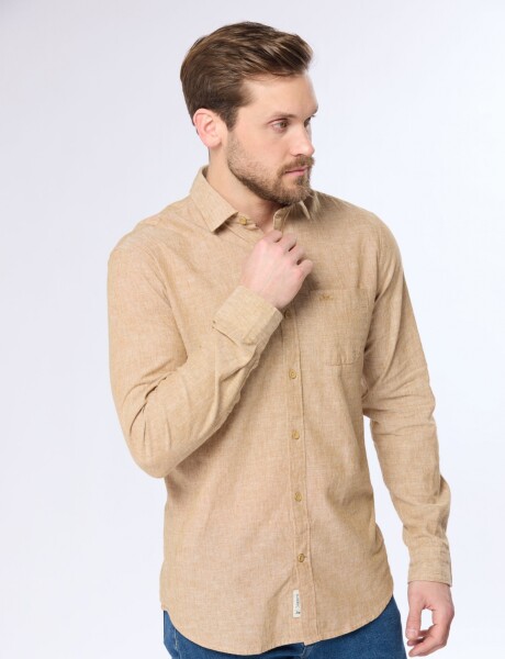 CAMISA DE LINO Camel