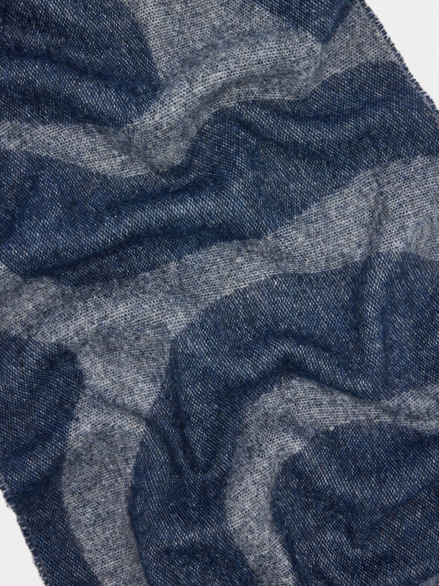 Bufanda De Jacquard Con Flecos azul