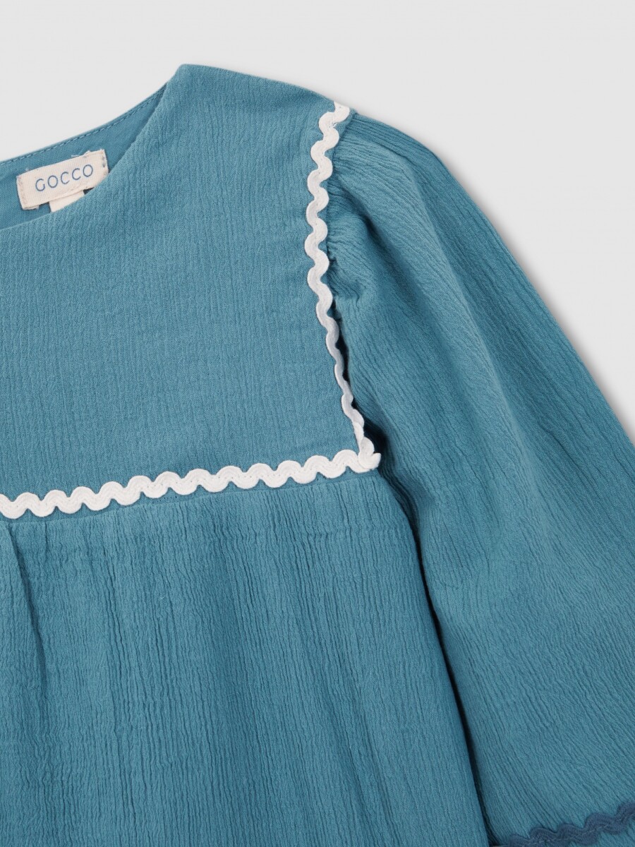 Vestido Con Ric Rac A Contraste Azul Brillante