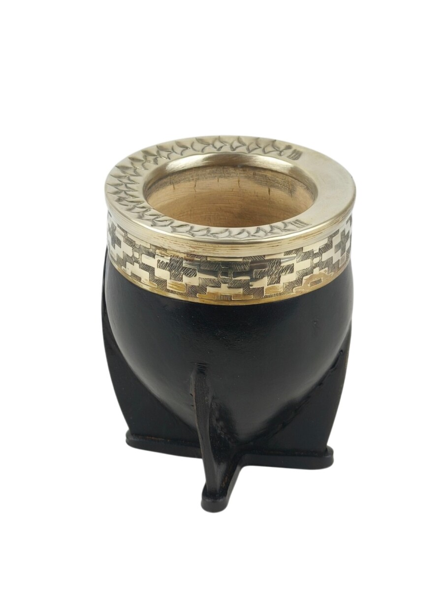 Mate imperial de calabaza y alpaca - Negro grabado 