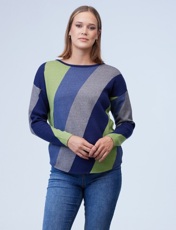 Buzo Dolman Colorblock MULTI/VERDE