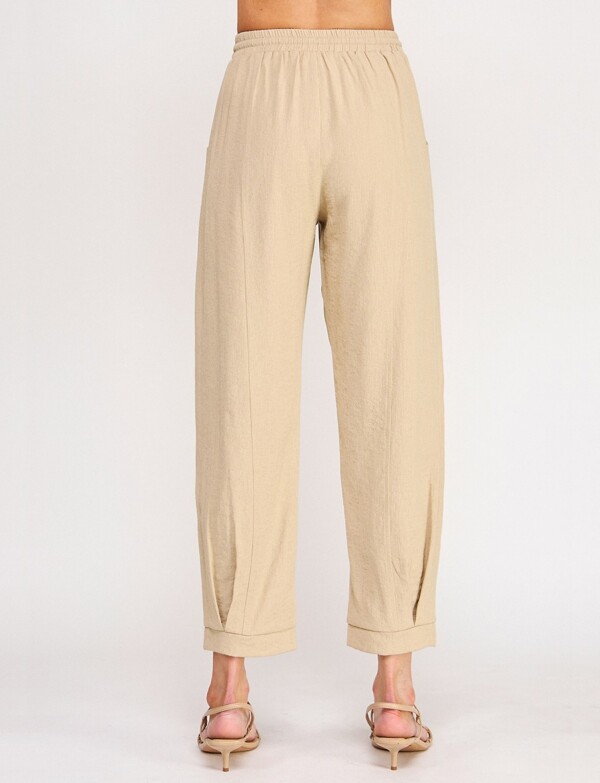 Pantalon Lino Pretina Elastizada BEIGE