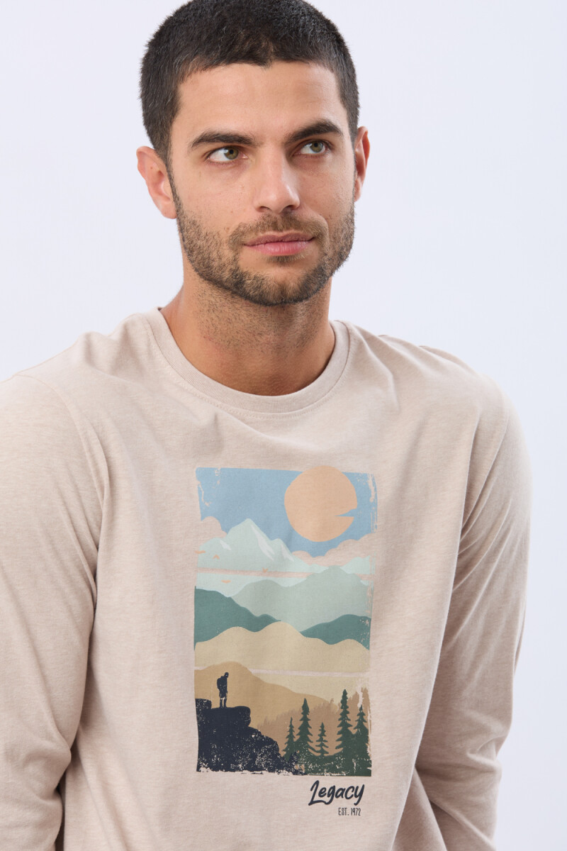 REMERA ESTAMPADA DE ALGODÓN - Beige 