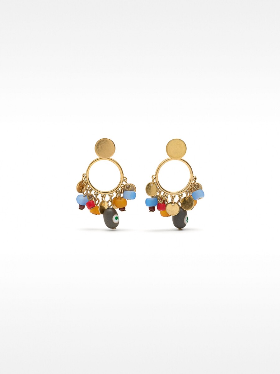 Pendientes Con Medallas Y Cuentas multicolor