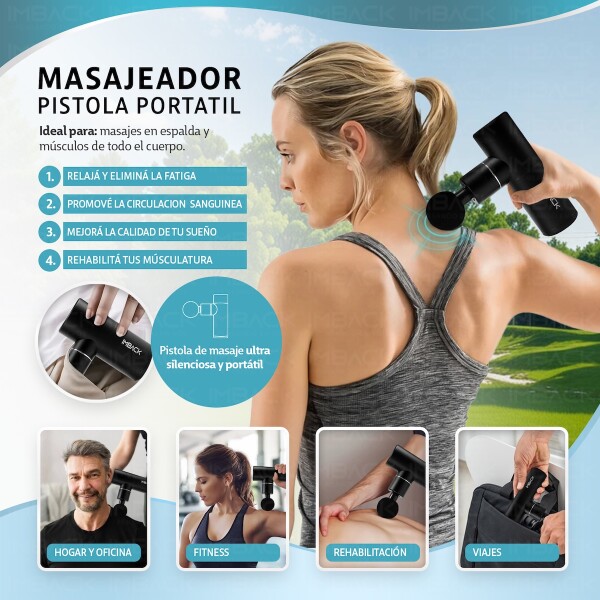 Masajeador Pistola Corporal Inalambrico Portatil 4 Cabezales Motor Profesional Potente Masajeador Pistola Corporal Inalambrico Portatil 4 Cabezales Motor Profesional Potente