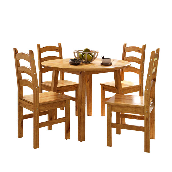 CONJUNTO BRUNEI ACENTO MADERA/VERNIZ NOGUEIRA / MESA + 4 SILLAS Conjunto Brunei Acento Madera/verniz Nogueira / Mesa + 4 Sillas
