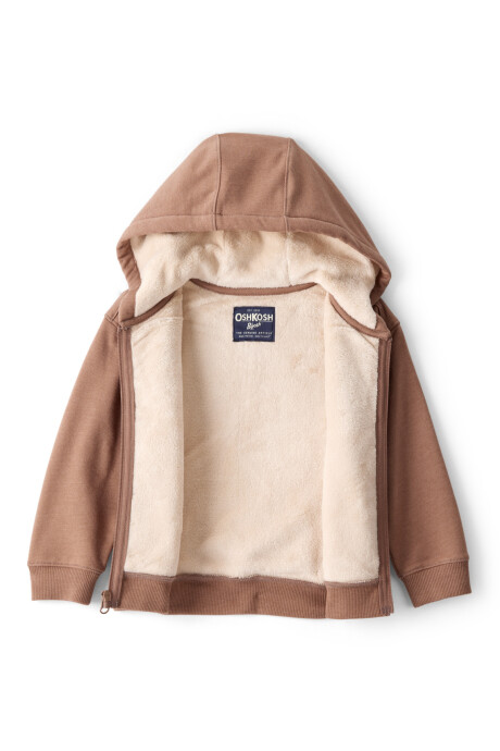 Campera de algodón, con forro polar y logo Sin color