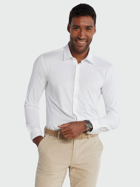 Hugo Boss -Camisa manga larga slim fit, P-ROAN-KENT Blanco