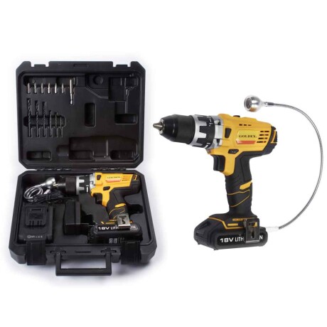 Taladro Atornillador Goldex 13MM 18V 2 Baterías Cargador 001