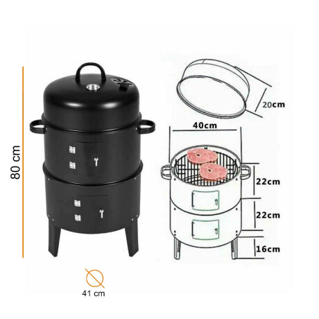 Ahumador Parrilla Barbacoa 3 En 1 Portátil A Carbón Cpg006010