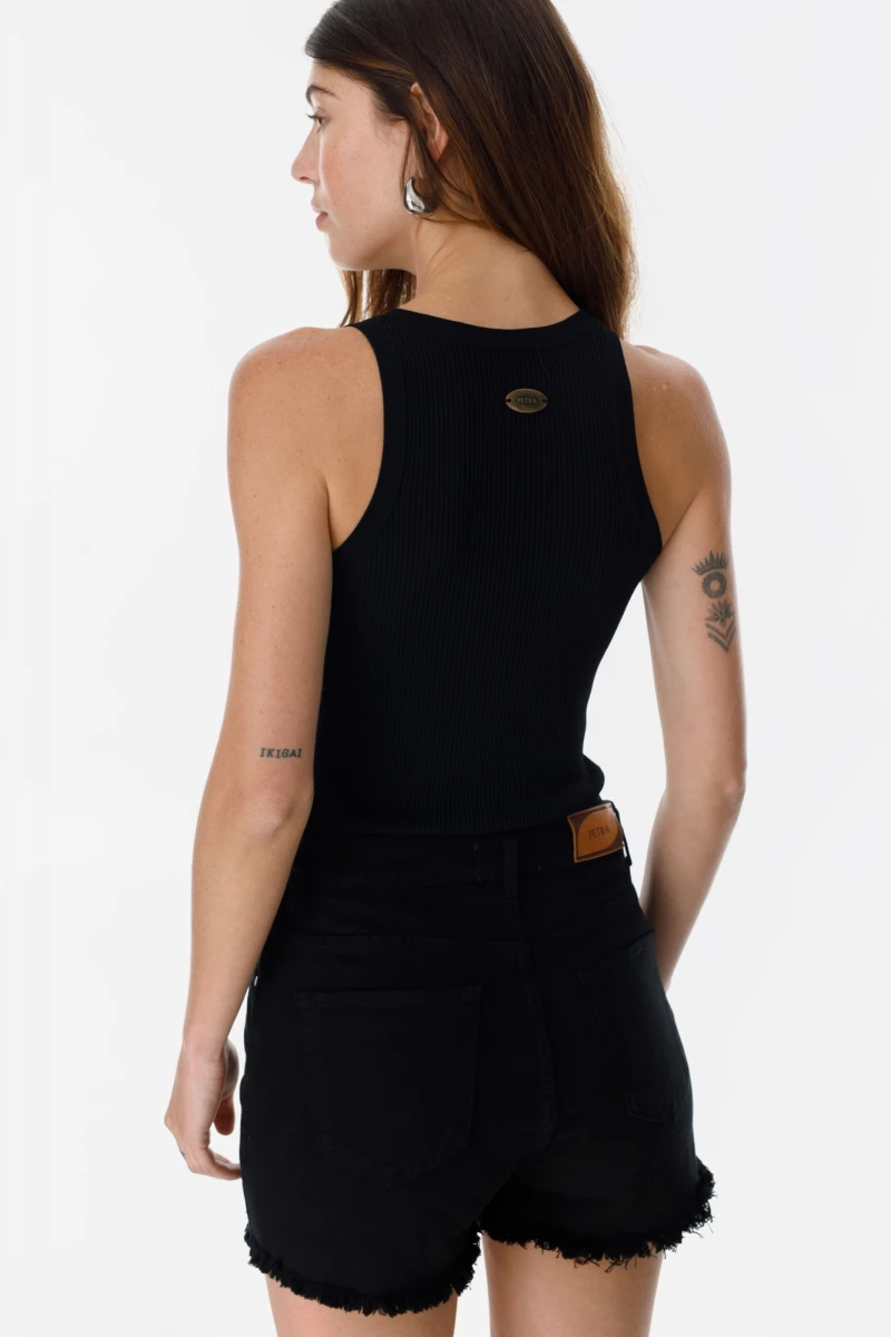 Musculosa Perla negro talle unico