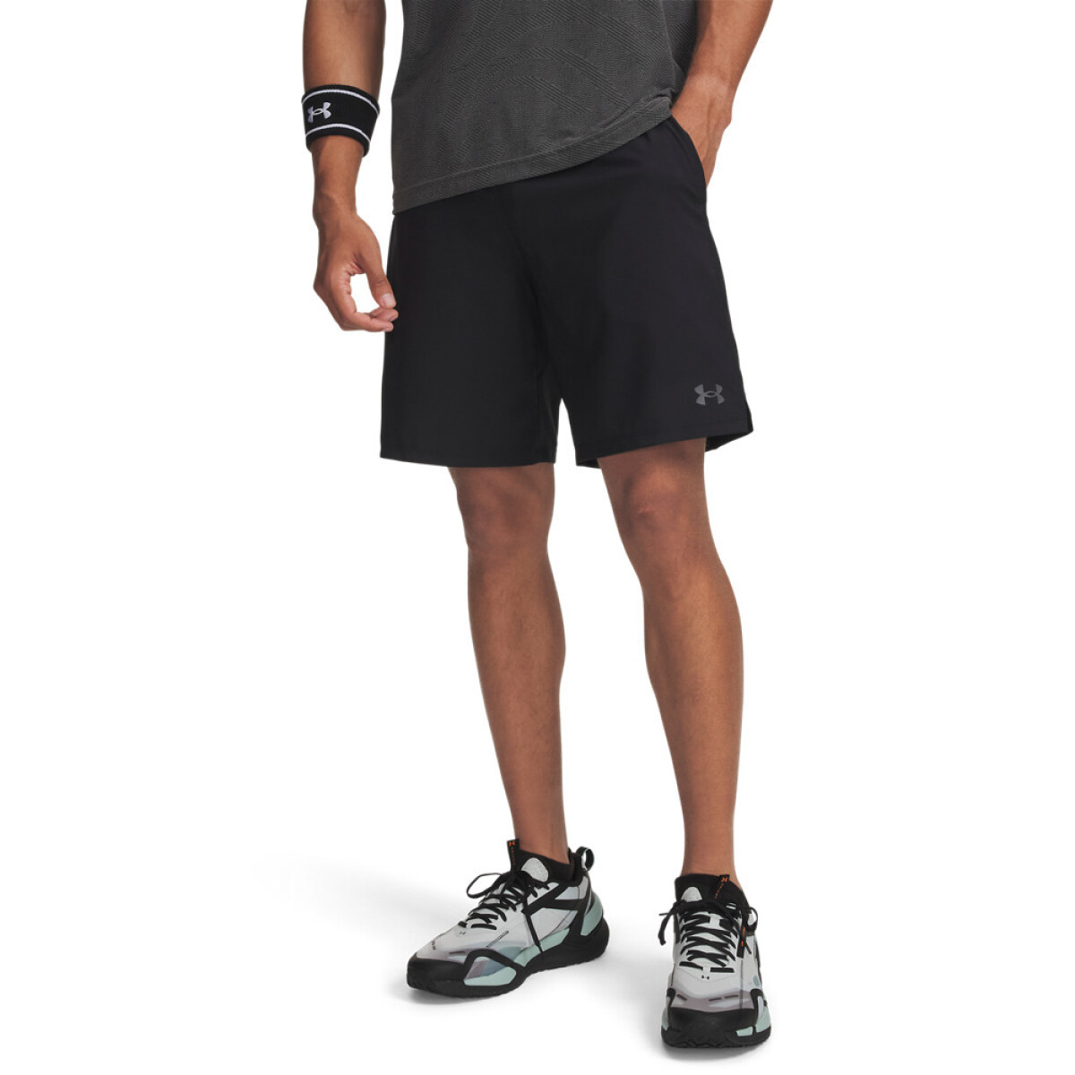 UA Vanish Wven 2.0 8in Short-GRY - BLK-001 