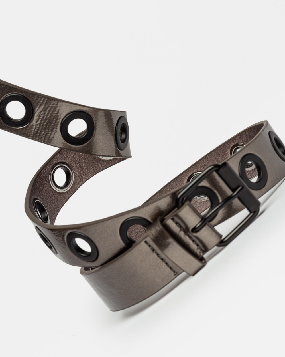 Cinturon Teodora en efecto cuero Metalizado