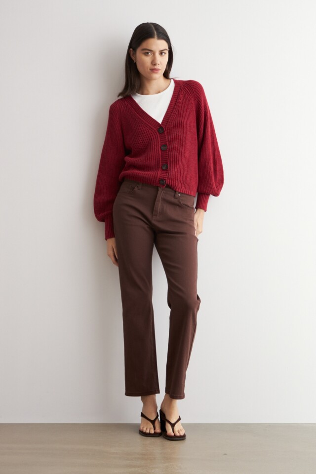 Cardigan escote V bordo