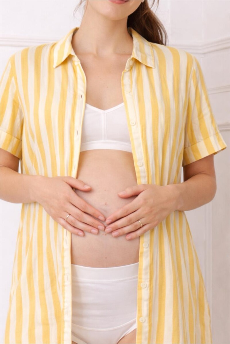Camisa Maternal Pupa – Viscosa suave con bolsillos prácticos - Estampa Amarilla 