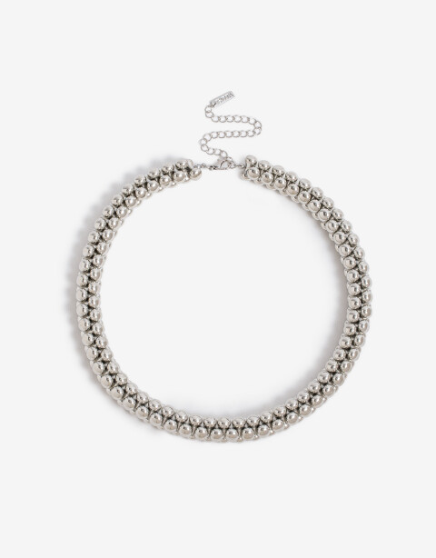 Collares Cortos Metal Collar Corto Bolones Metal - Plateado Rodio