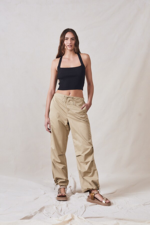 Pantalón Parachute Beige Oscuro