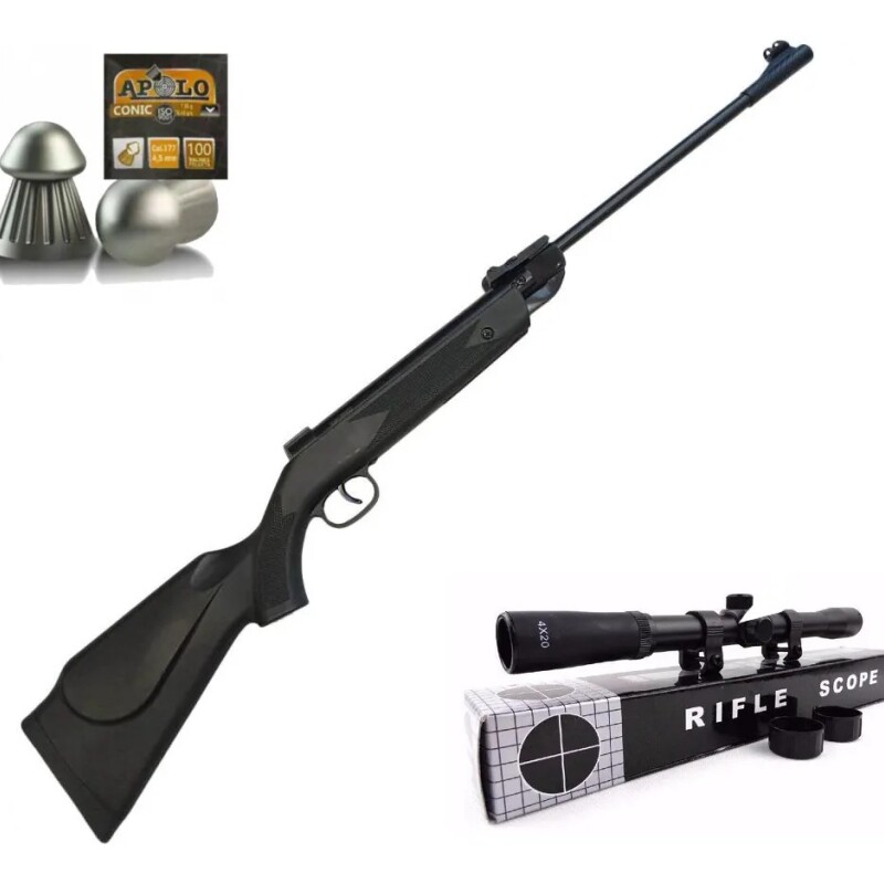 Combo Chumbera 5,5mm B1-4P con Mira 4X20 y Chumbos Combo Chumbera 5,5mm B1-4P con Mira 4X20 y Chumbos