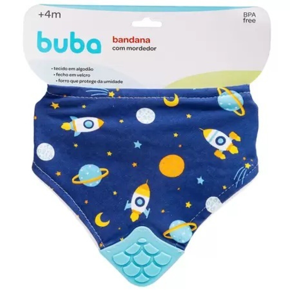 Babero bandana con mordillo BUBA space azul