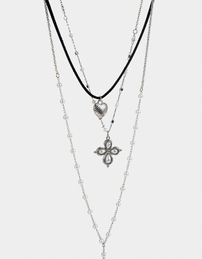 Collares Cortos Religioso Collar Largo Con Cruz - Plateado