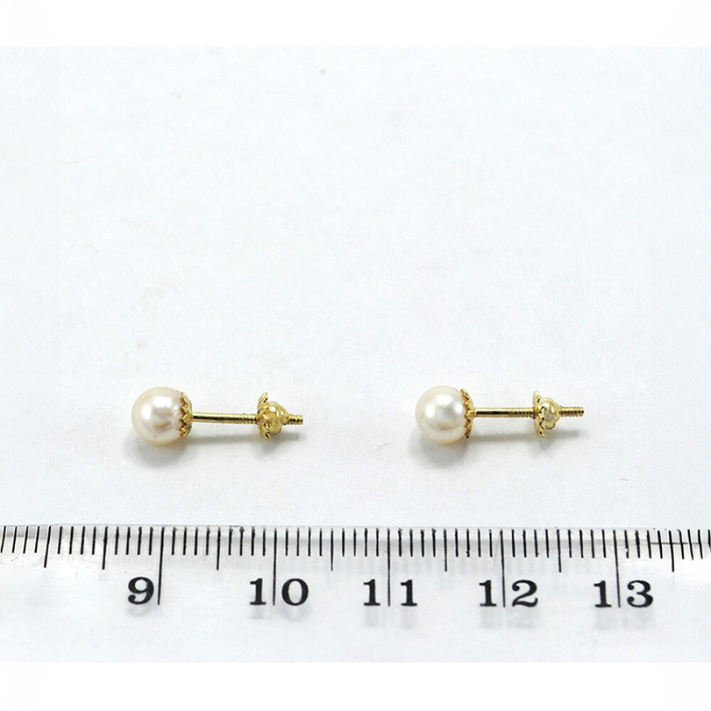 5 mm Caravanas en Oro 18 K Y Perlas. Peso 1 Grs 5 mm Caravanas en Oro 18 K Y Perlas. Peso 1 Grs
