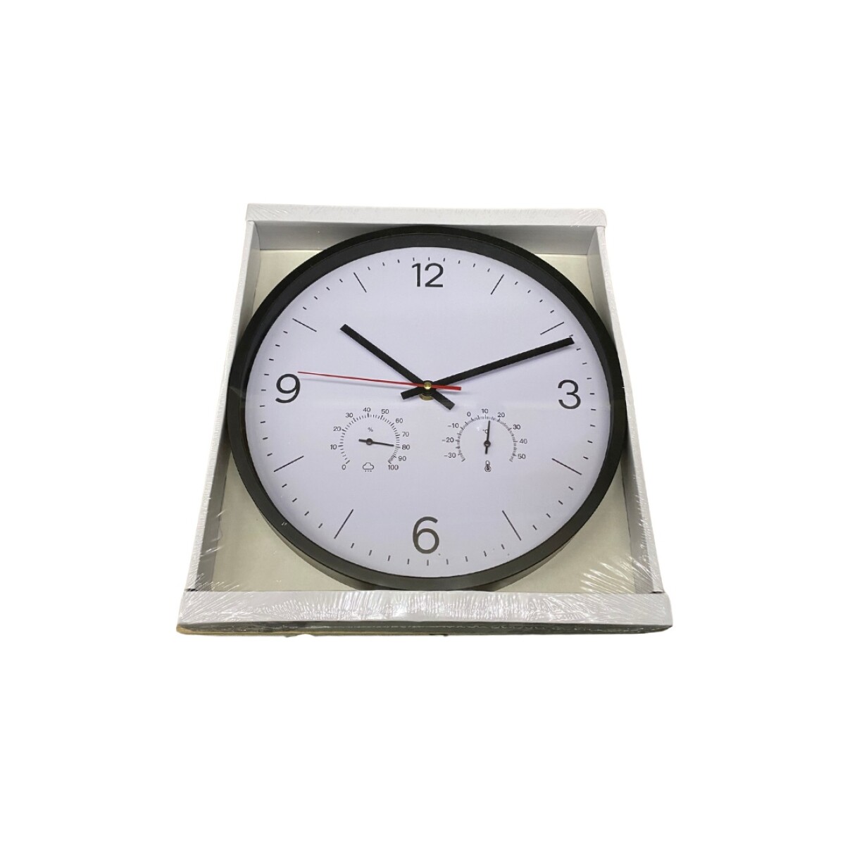 RELOJ DE PARED CON TERMOMETRO - NEGRO 