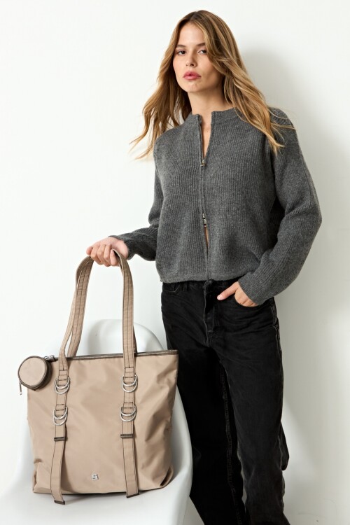 Shopper con monederos removibles beige